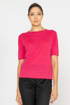 Magenta knitted silk and linen blouse 