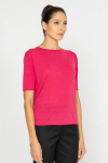 Magenta knitted silk and linen blouse 