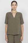 Khaki short-sleeved blouse