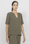 Khaki short-sleeved blouse