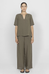 Khaki short-sleeved blouse