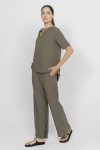 Khaki short-sleeved blouse