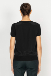  Black short-sleeved V-neck blouse