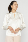 Elegant cream silk satin blouse 