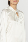 Elegant cream silk satin blouse 