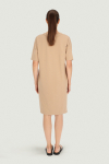 Beige knitted short-sleeved dress