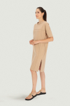Beige knitted short-sleeved dress