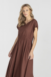 Braunes kurzärmeliges Baumwollkleid
