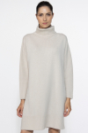 Loose cream knit dress with turtleneck