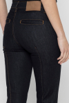 Granatowe jeansy z przeszyciami z szeroką nogawką