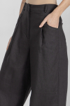 Czarne luźne spodnie z lnu