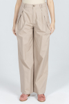 Luźne beżowe spodnie z bawełny