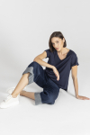 Navy blue wide-leg jeans
