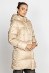  Beige and gold hooded down jacket 