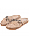  Suede slide sandals  with silver chain
