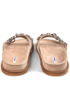  Suede slide sandals  with silver chain