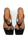  Black heeled flip-flops