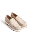 Beige moccasins with a thick sole 