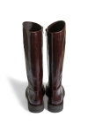 Brown shiny leather boots