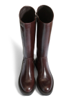 Brown shiny leather boots