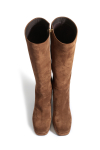 Brown suede high-heeled boots 