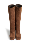 Brown suede high-heeled boots 