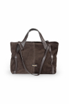 Large brown suede handbag