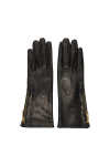 Black leather long gloves