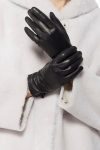 Czarne gładkie rękawiczki ze skóry