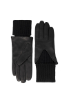  Black leather and cashmere gloves