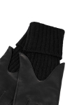  Black leather and cashmere gloves