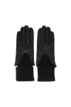  Black leather and cashmere gloves