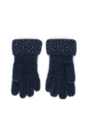 Granatowe rękawiczki z kaszmiru ozdobione kryształkami