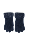 Granatowe rękawiczki z kaszmiru ozdobione kryształkami