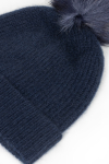 Kaszmirowa granatowa czapka z pomponem 