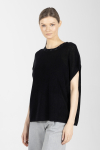 Lekki sweter z krótkim rękawem w kolorze czarnym