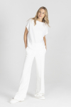 White knitted short-sleeved blouse