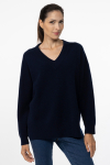 Navy cashmere V-neck sweater
