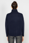  Short navy blue wool and cashmere roll neck