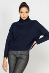  Short navy blue wool and cashmere roll neck