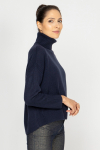  Short navy blue wool and cashmere roll neck