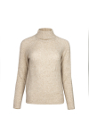 Beige turtleneck with neckline slit