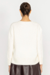 Loose ecru cashmere V-neck jumper