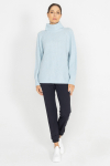  Blue wool and cashmere roll neck