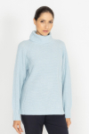  Blue wool and cashmere roll neck