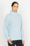  Blue wool and cashmere roll neck