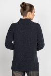 Navy blue mock turtleneck with side slits 