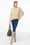 Beige cable-knit sweater