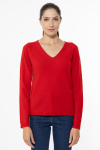 Czerwony luźny sweter z dekoltem V