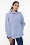 Blue wool and cashmere turtleneck